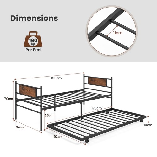 Metal daybed with pull - daybed,