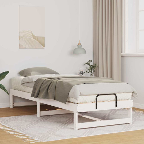 Bed frame white 90x210cm solid - bed,