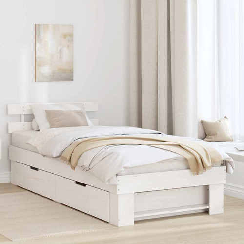 Bed frame white solid pine - bed,