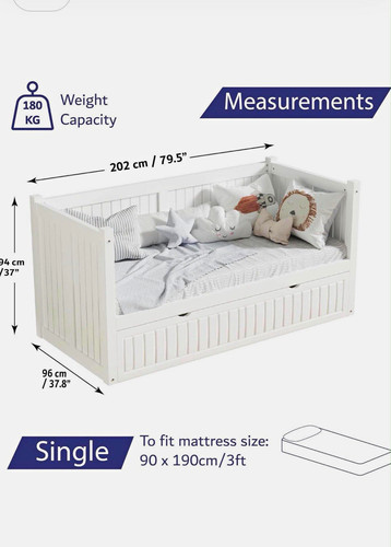 White wooden daybed frame with - wooden,
