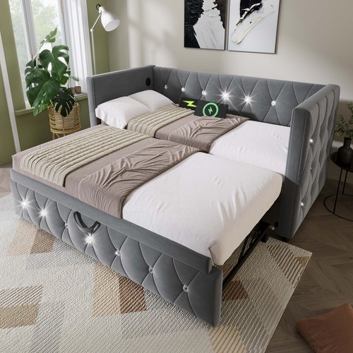 3ft upholstered daybed - upholstered, w/pull