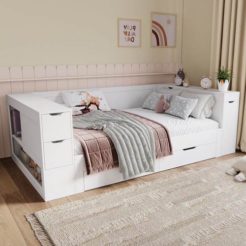 Wooden daybed with - with, storage
