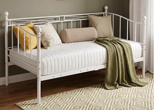 White metal single daybed - white,